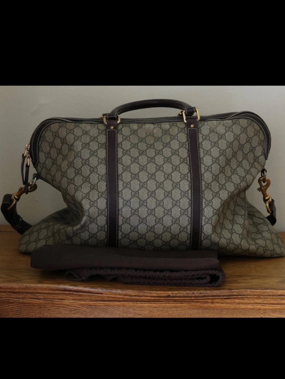 Gucci GG supreme coated canvas document bag weekender duffel laptop case AUTH! - Picture 2 of 12